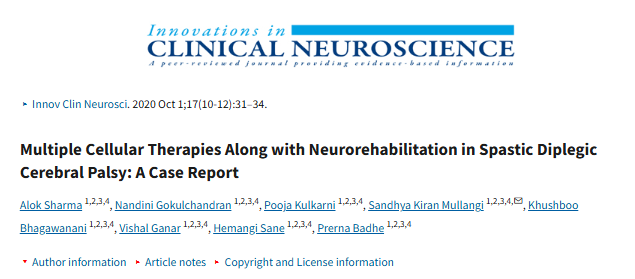 痉挛性双瘫脑瘫的多种细胞疗法及神经康复治疗:病例报告 痉挛性双瘫脑瘫的多种细胞疗法及神经康复治疗:病例报告