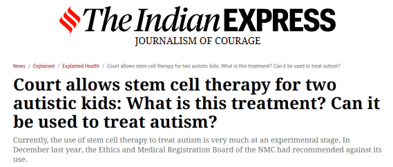 干细胞治疗自闭症：印度高等法院赞同，医学委会为何又不建议用呢？