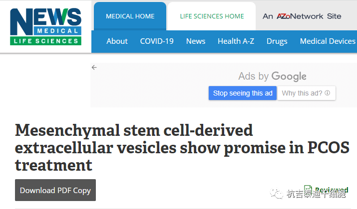 干细胞衍生的细胞外囊泡在多囊卵巢综合症治疗中显示出前景