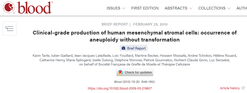 13个科研单位联合确认：间充质干细胞（MSCs）不具有成瘤性