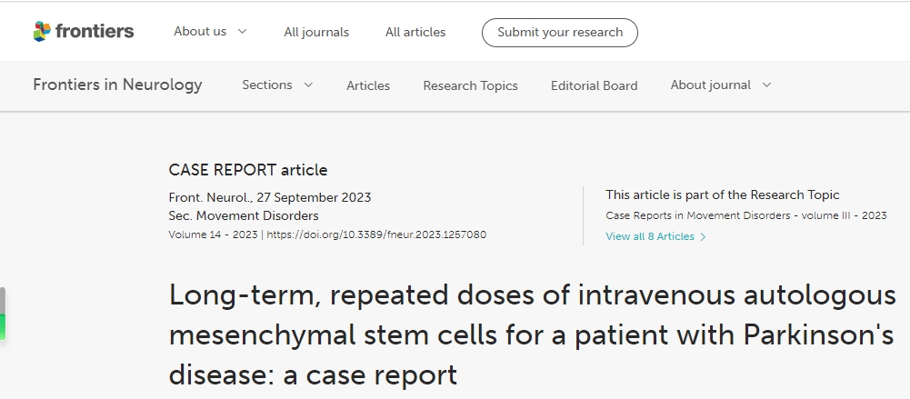 帕金森病患者长期、重复静脉注射间充质干细胞的病例报告