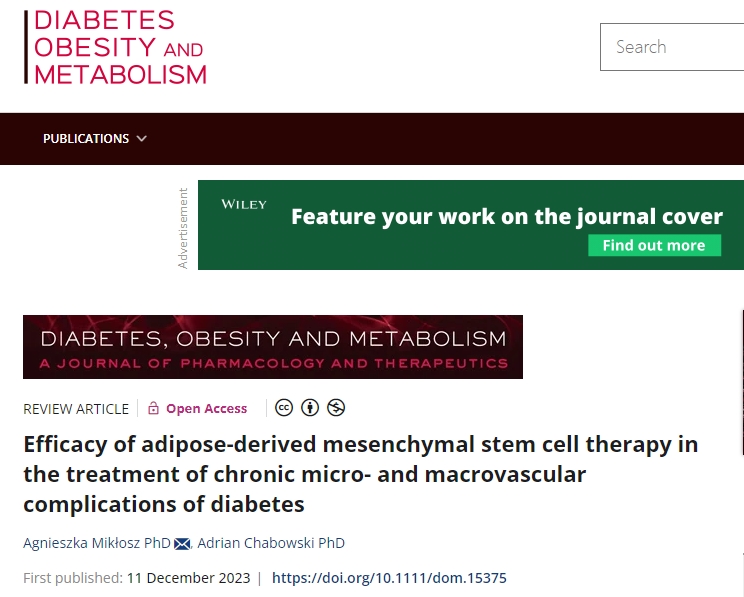 糖尿病期刊综述：干细胞治疗糖尿病慢性微血管和大血管并发症的疗效