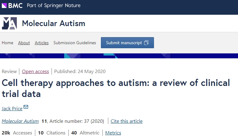 自闭症的细胞治疗方法：临床试验数据回顾