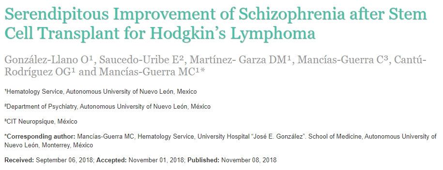 霍奇金淋巴瘤干细胞移植后精神分裂症意外改善