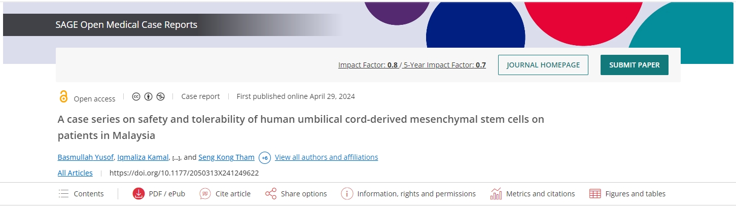 9名马拉西亚患者接受干细胞治疗，随访表示均有积极反应，没有任何副作用