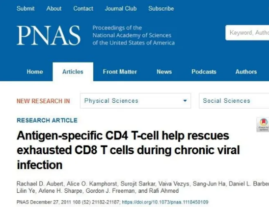 抗原特异性CD4 T细胞在慢性病毒感染期间帮助拯救耗尽的CD8 T细胞 抗原特异性CD4 T细胞在慢性病毒感染期间帮助拯救耗尽的CD8 T细胞