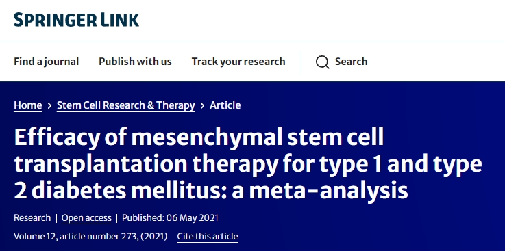 间充质干细胞移植治疗1型和2型糖尿病的疗效：荟萃分析
