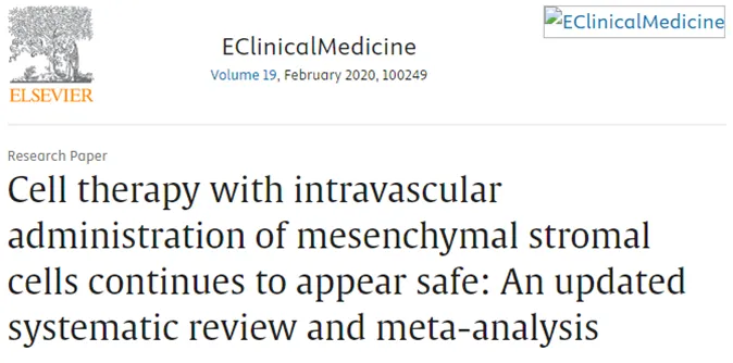 间充质基质细胞血管内给药的细胞疗法继续被视为安全的：最新的系统评价和荟萃分析