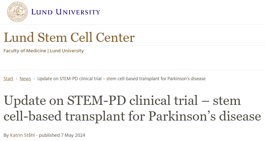 STEM-PD 临床试验的最新进展——基于干细胞的帕金森病移植