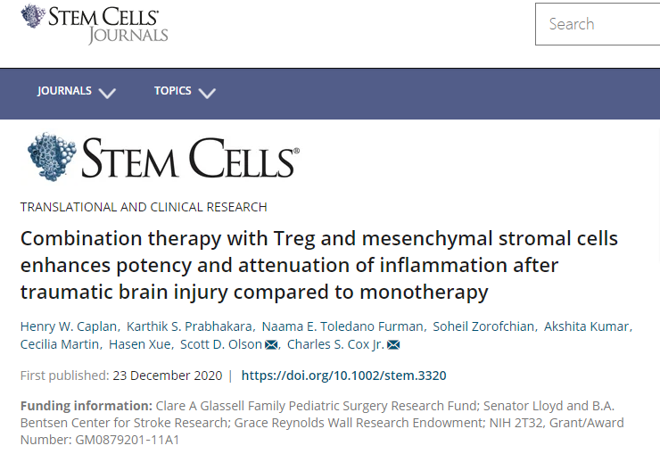 与单一疗法相比，Treg 和间充质基质细胞的联合疗法可增强创伤性脑损伤后的炎症效力和减轻炎症