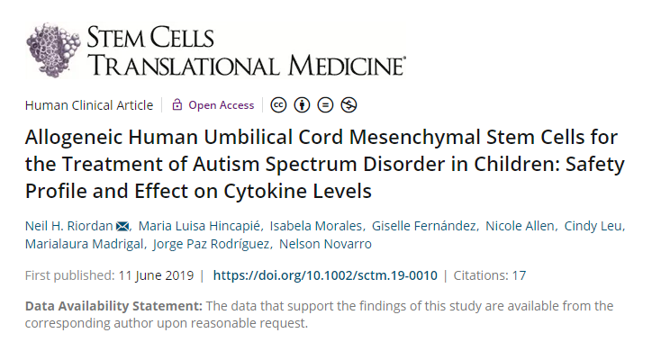 2019年干细胞治疗自闭症临床案例
