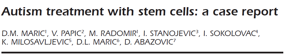 2022年干细胞治疗自闭症临床案例