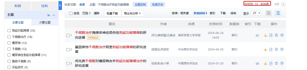 干细胞治疗勃起功能障碍的临床研究进展