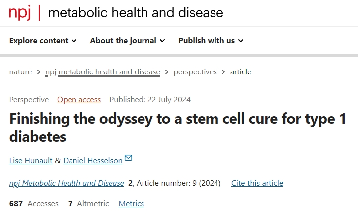 《自然》子刊：完成干细胞治疗1型糖尿病的奥德赛之旅