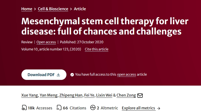 间充质干细胞治疗肝病：充满机遇与挑战