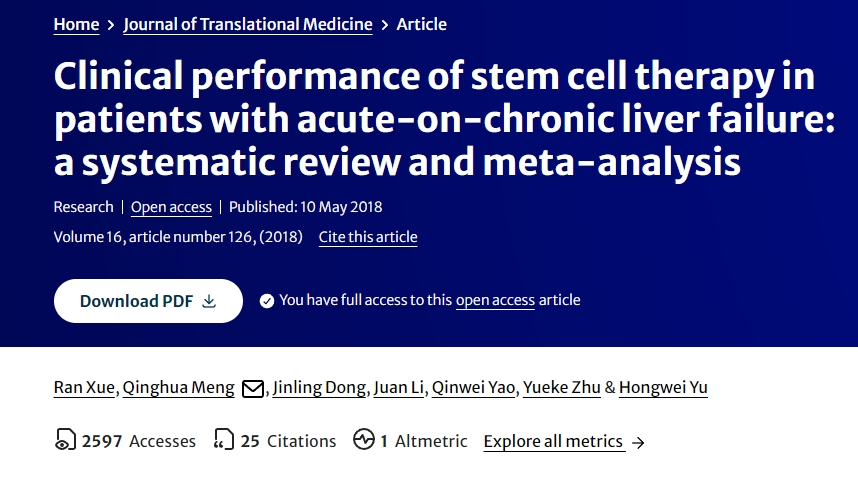 干细胞治疗在慢加急性肝衰竭患者中的​​临床表现：系统评价与荟萃分析