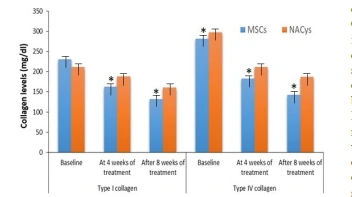 图6：中国CRF患者接受MSCs和NACys治疗后的胶原蛋白水平