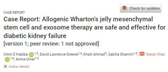 同种异体华通氏胶间充质干细胞和外泌体疗法对糖尿病肾衰竭安全有效