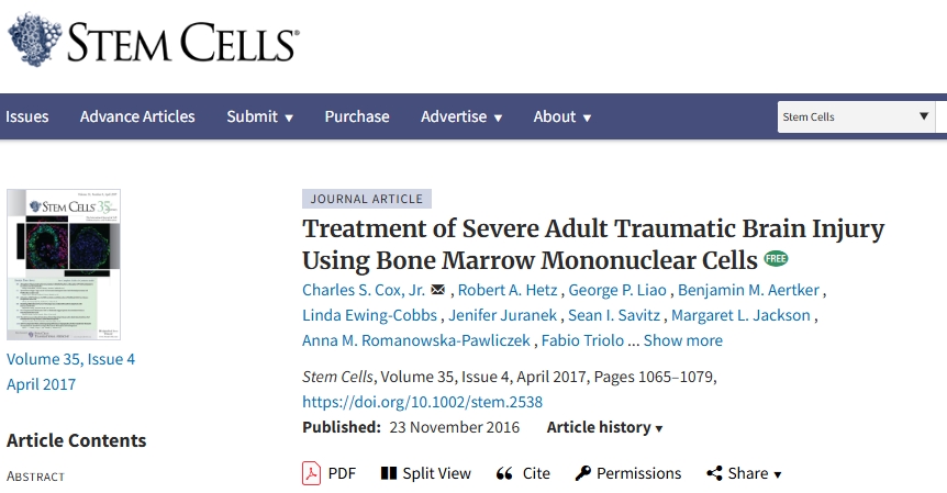 利用骨髓单核细胞治疗成人重度创伤性脑损伤
