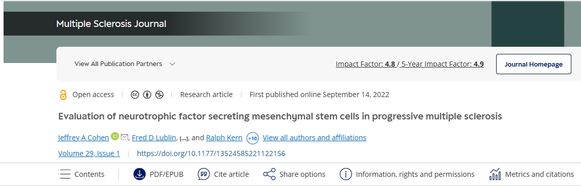 神经营养因子分泌间充质干细胞在进行性多发性硬化症中的评价