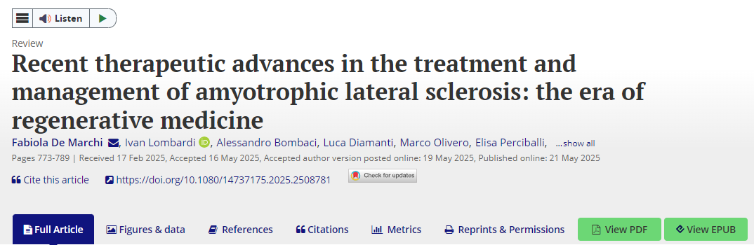 肌萎缩侧索硬化症治疗和管理的最新进展：再生医学时代
