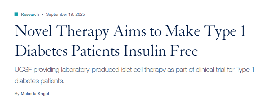 新型疗法旨在使1型糖尿病患者摆脱胰岛素依赖