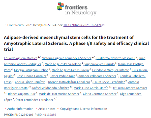 脂肪来源间充质干细胞治疗肌萎缩侧索硬化症：一项 I/II 期安全性和有效性临床试验