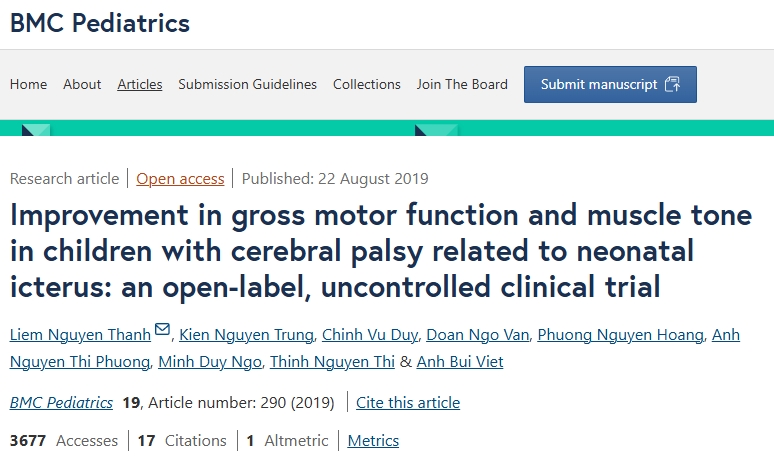 改善新生儿黄疸型脑瘫患儿的大运动功能和肌张力:一项开放标签、非对照临床试验 改善新生儿黄疸型脑瘫患儿的大运动功能和肌张力:一项开放标签、非对照临床试验