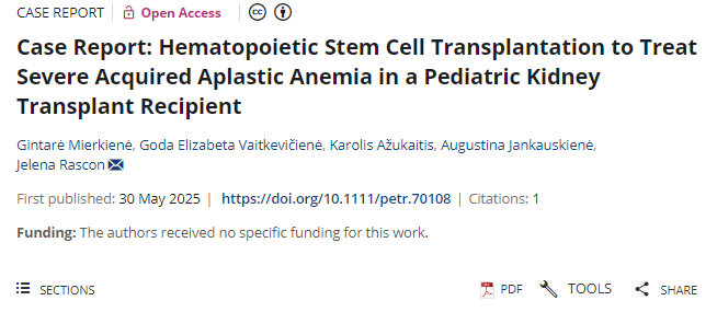 病例报告：造血干细胞移植治疗儿童肾移植合并严重获得性再生障碍性贫血患者