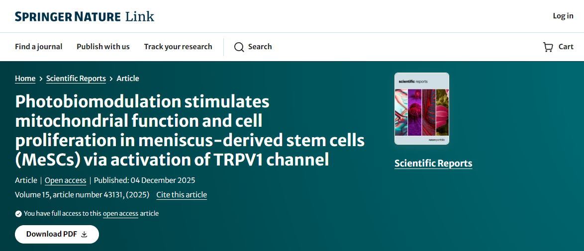 光生物调节通过激活TRPV1通道刺激半月板来源干细胞（MeSCs）的线粒体功能和细胞增殖