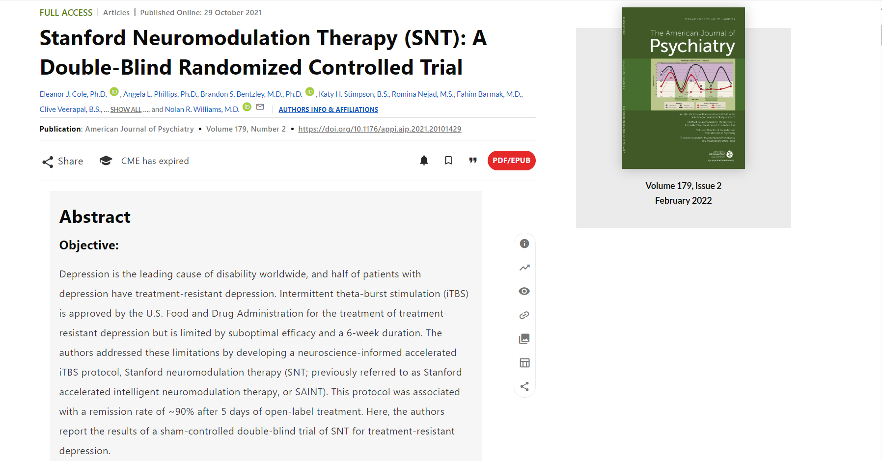 斯坦福神经调节疗法 (SNT)：一项双盲随机对照试验