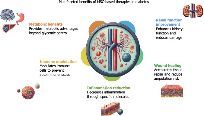 图5：间充质干细胞疗法对糖尿病患者的各种非血糖影响。