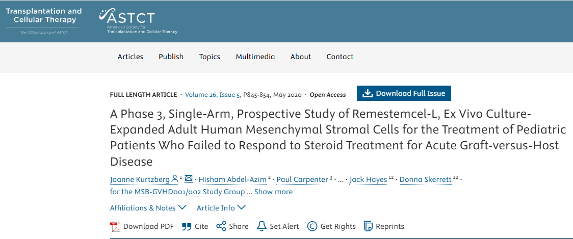 一项3期单组前瞻性研究,探讨Remestemcel-L(体外培养扩增的成人人类间充质基质细胞)对类固醇治疗急性移植物抗宿主病无效的儿科患者的疗效 一项3期单组前瞻性研究,探讨Remestemcel-L(体外培养扩增的成人人类间充质基质细胞)对类固醇治疗急性移植物抗宿主病无效的儿科患者的疗效