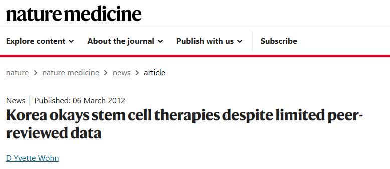 尽管同行评审数据有限,韩国仍批准干细胞疗法 尽管同行评审数据有限,韩国仍批准干细胞疗法