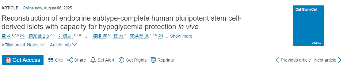 内分泌亚型完整人多能干细胞衍生的胰岛在体内具有低血糖保护能力的重建 内分泌亚型完整人多能干细胞衍生的胰岛在体内具有低血糖保护能力的重建