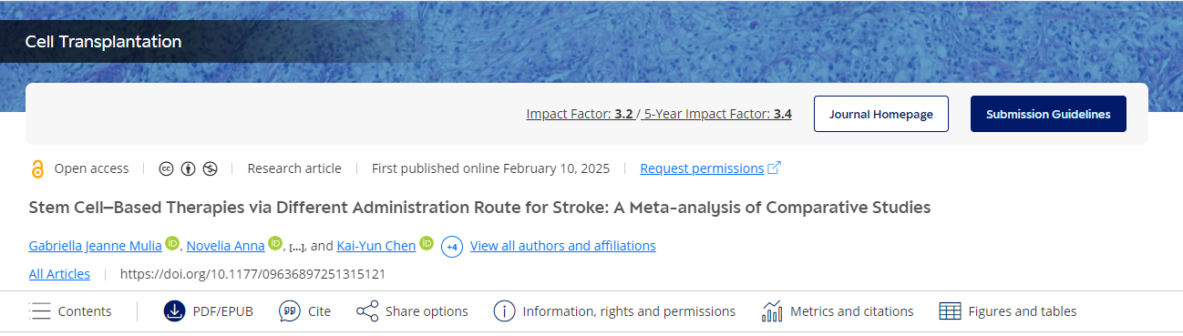 不同给药途径的中风干细胞疗法：比较研究的荟萃分析