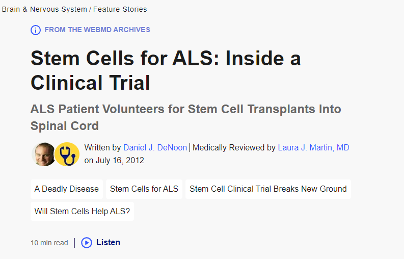 干细胞治疗 ALS：临床试验内幕