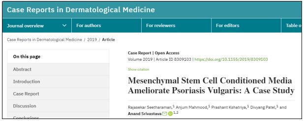 间充质干细胞条件培养基改善寻常型银屑病：案例研究
