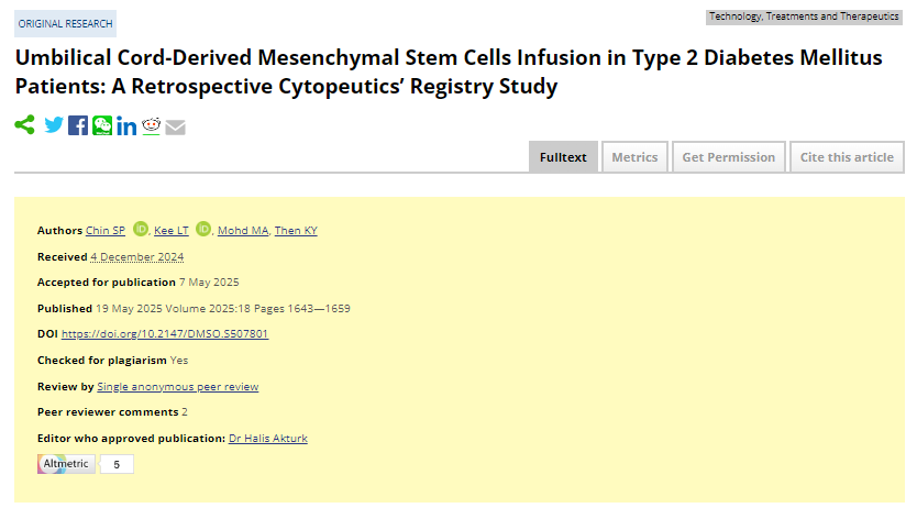 脐带间充质干细胞输注治疗2型糖尿病患者：一项回顾性细胞疗法注册研究