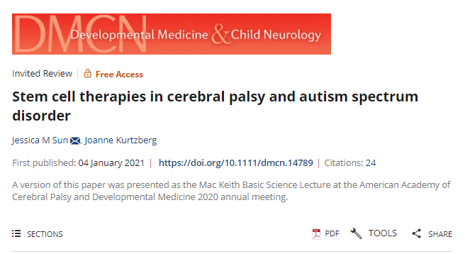 干细胞疗法在脑瘫和自闭症谱系障碍中的应用