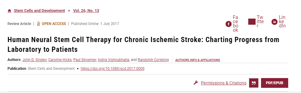 人类神经干细胞疗法治疗慢性缺血性中风:从实验室到患者的进展 人类神经干细胞疗法治疗慢性缺血性中风:从实验室到患者的进展
