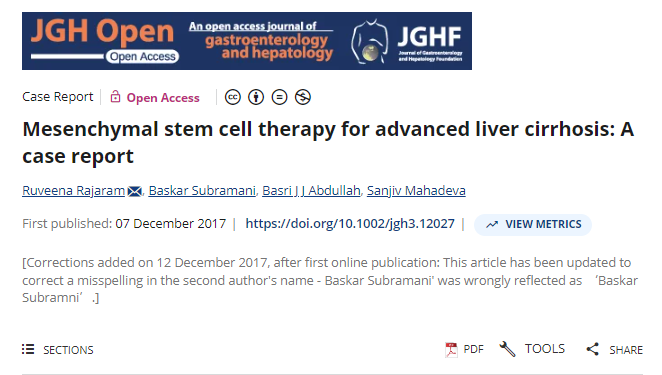 间充质干细胞治疗晚期肝硬化:病例报告 间充质干细胞治疗晚期肝硬化:病例报告