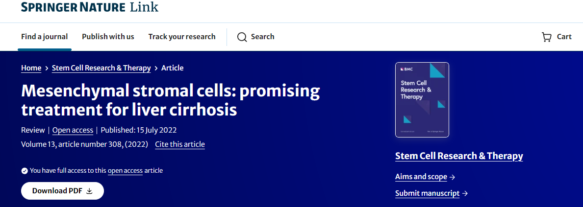 间充质干细胞:治疗肝硬化的一种有前景的方法 间充质干细胞:治疗肝硬化的一种有前景的方法