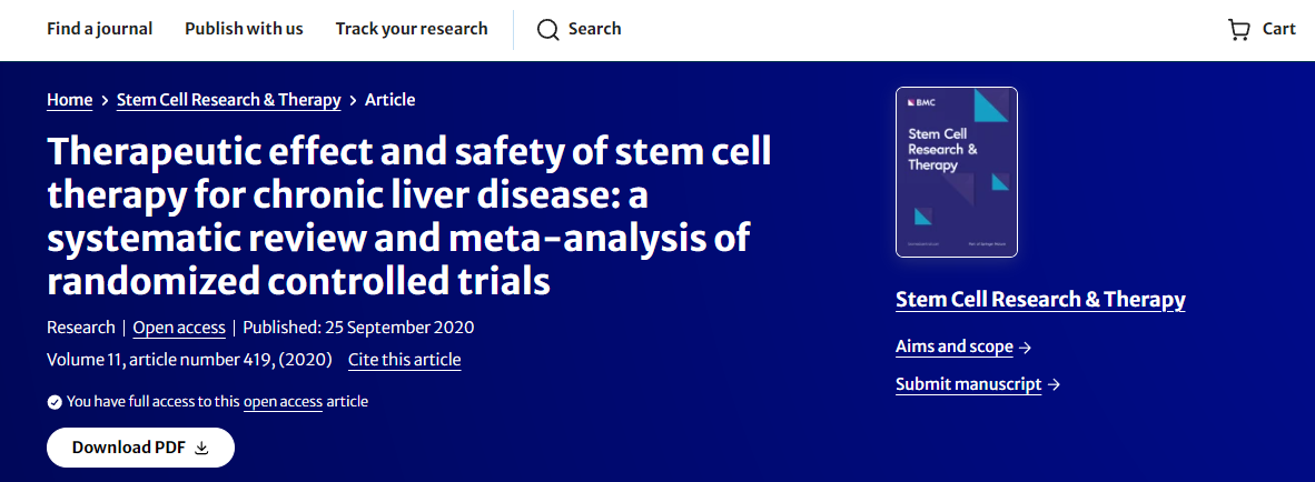 干细胞疗法治疗慢性肝病的疗效和安全性：随机对照试验的系统评价和荟萃分析