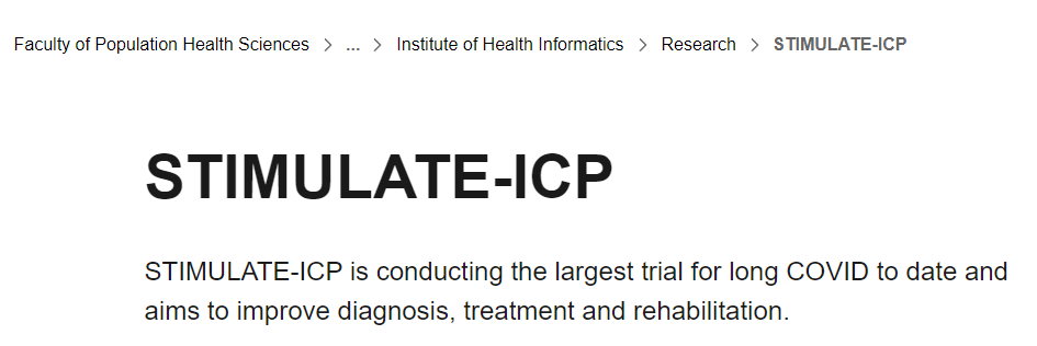 STIMULATE-ICP 正在进行迄今为止规模最大的新冠后遗症试验，旨在改善诊断、治疗和康复