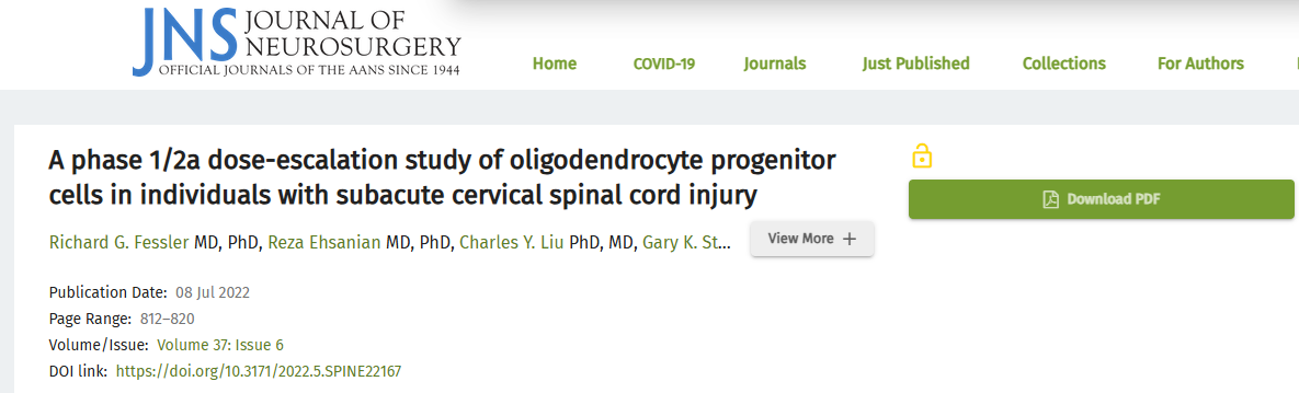 一项针对亚急性颈髓损伤患者的少突胶质细胞祖细胞的1/2a期剂量递增研究