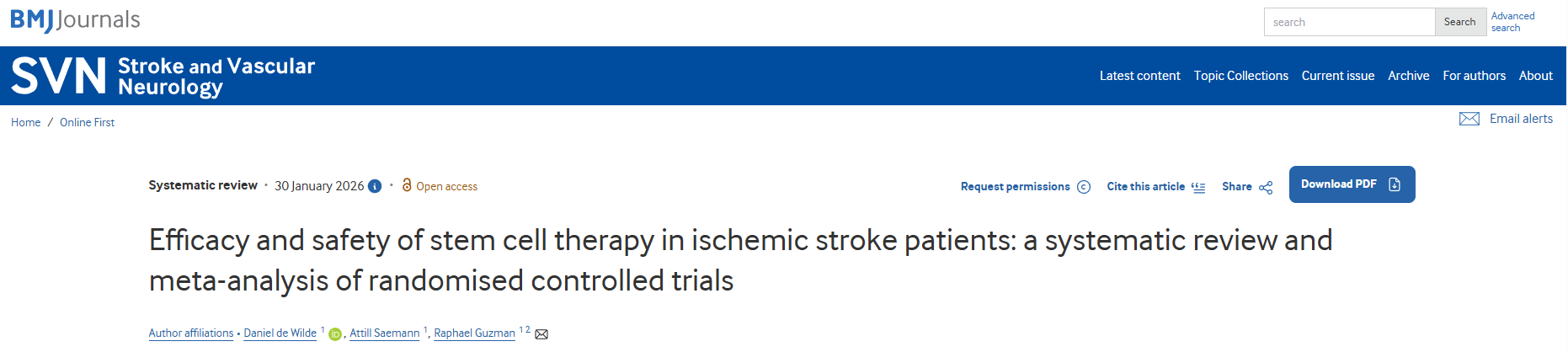 干细胞疗法破局缺血性卒中治疗？17项研究999例患者Meta分析给出肯定答案