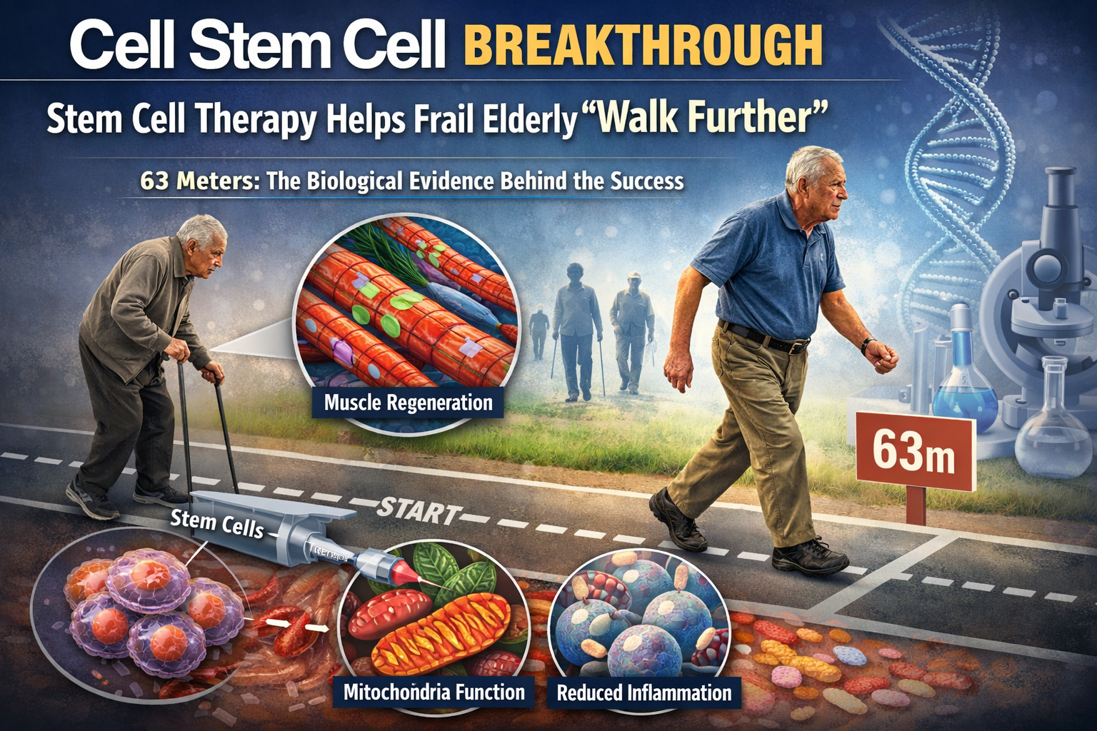 《细胞干细胞》重磅：干细胞疗法让衰弱老人“走得更远”，63米突破背后的证据