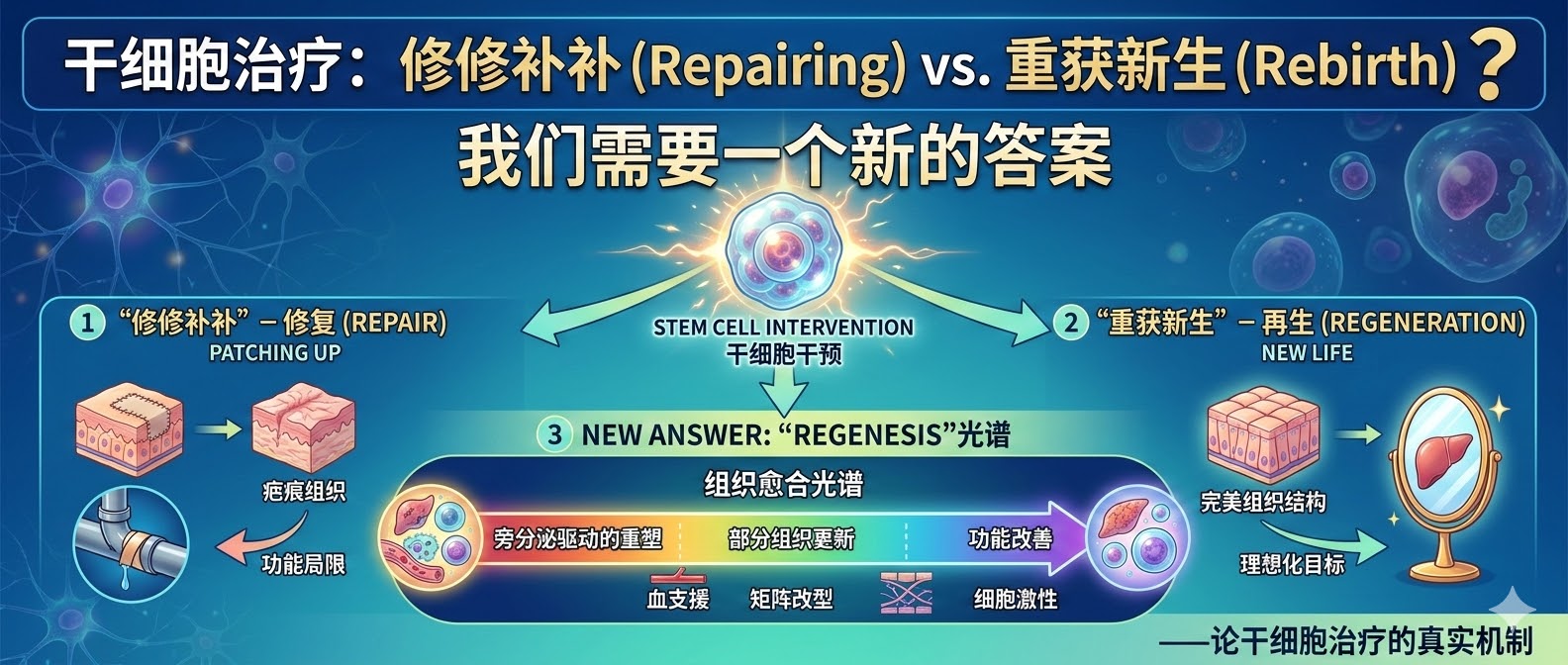 干细胞治疗的基本原理：到底是“修修补补”还是“重获新生”？——论我们需要一个新的答案