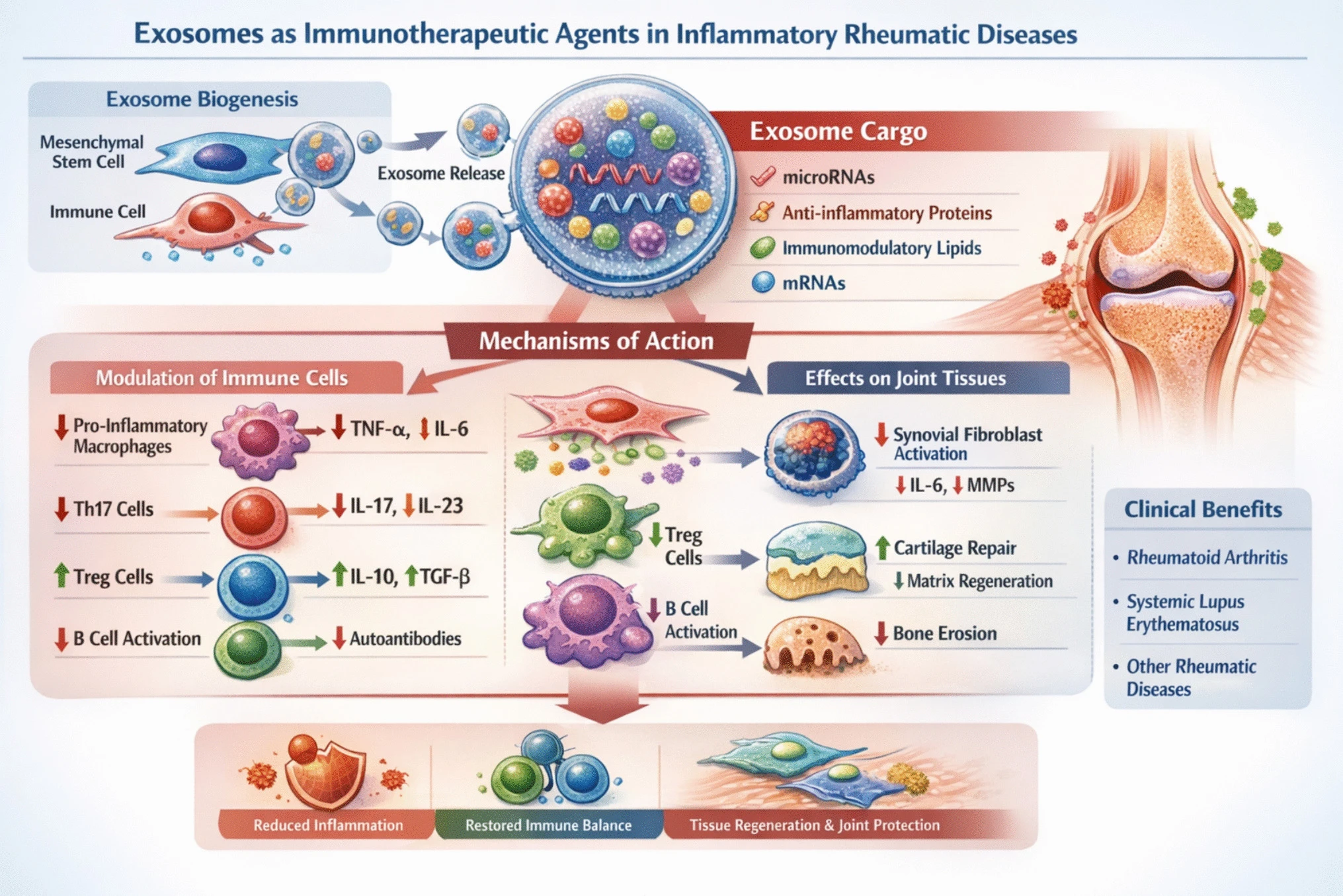 图4：外泌体是治疗炎症性风湿病的一种极具潜力的无细胞免疫治疗剂。